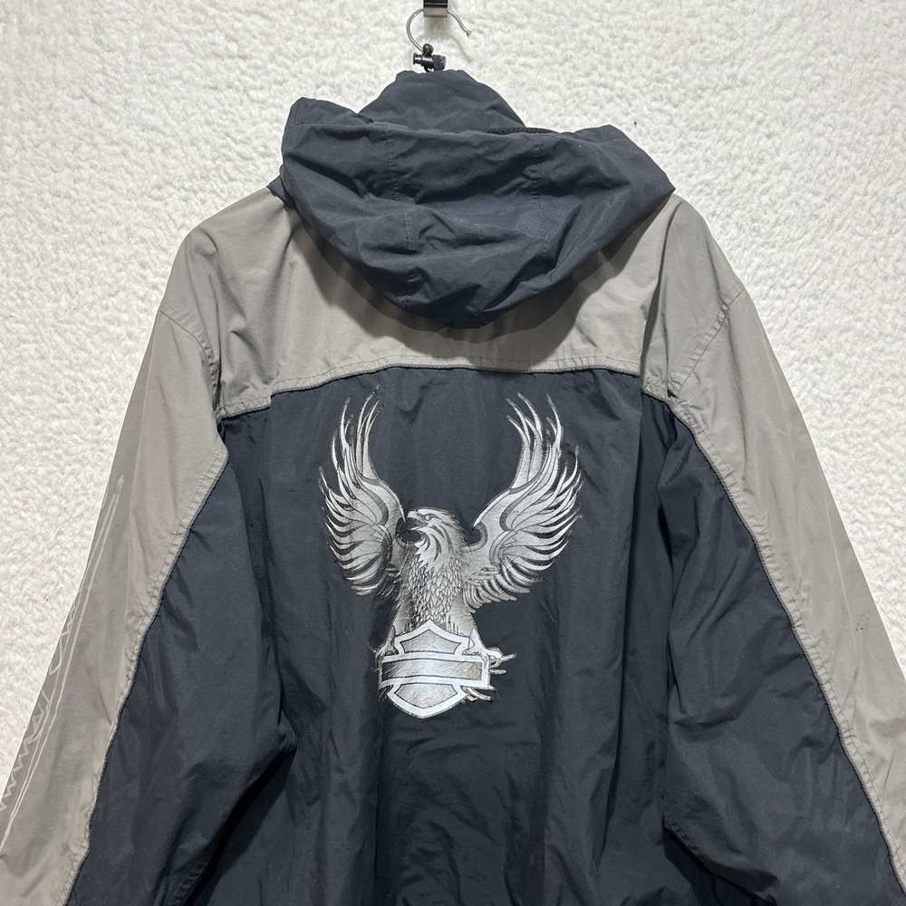 Harley-Davidson Men's Motorcycle Jacket Size‎ XL Black Gray Nylon Eagle Graphic - Picture 6 of 15